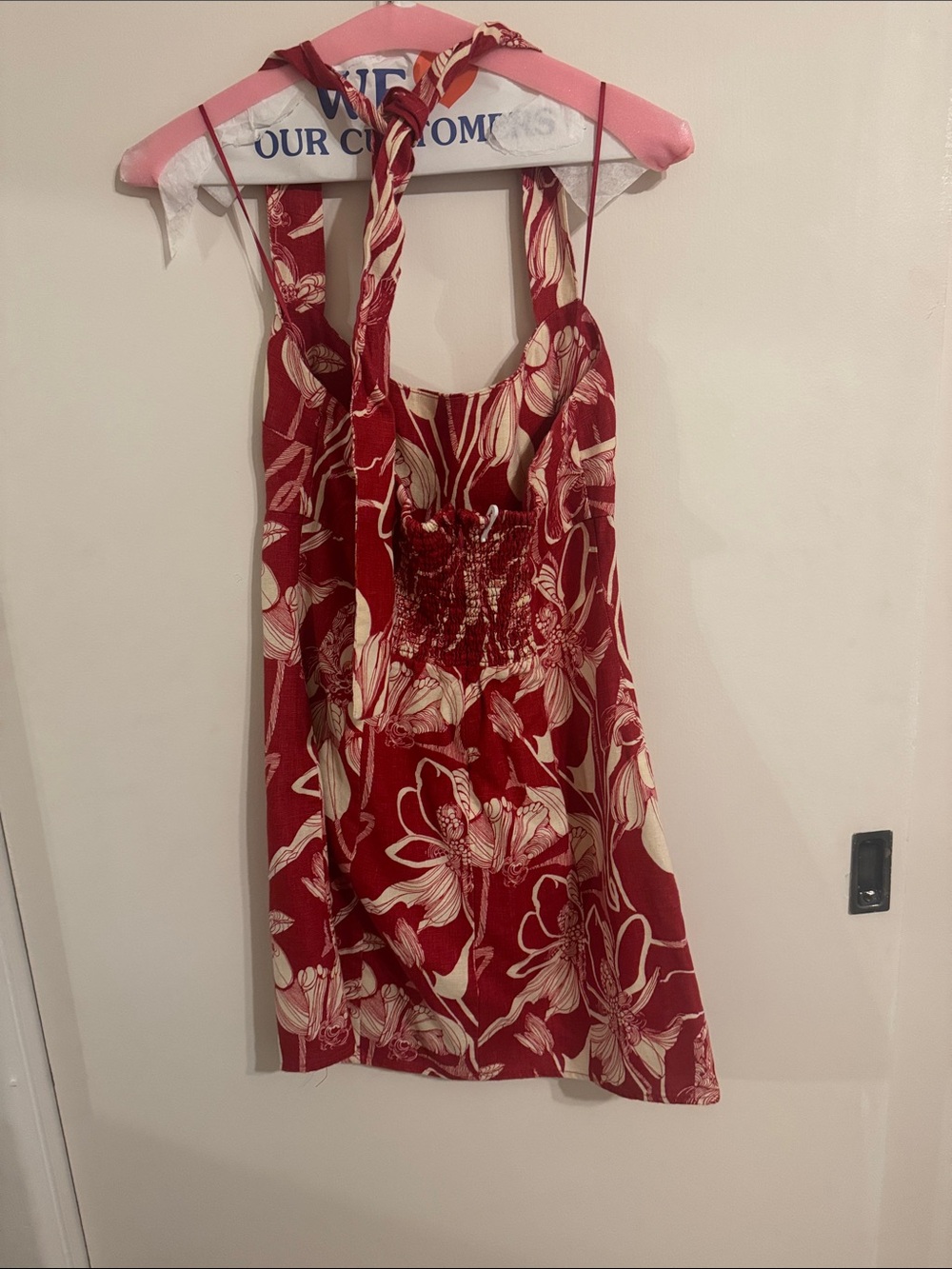 Reformation Floral Red Halter Dress - Picture 3 of 4